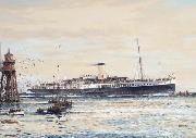 Jack Spurling The paddle steamer Crested Eagle running down the Thames Estuary, her deck crowded with passengers oil painting on canvas